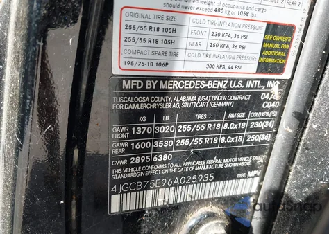 2006 Mercedes-Benz R 500 4Matic z USA, uszkodzony, nr VIN 4JGCB75E96A025935